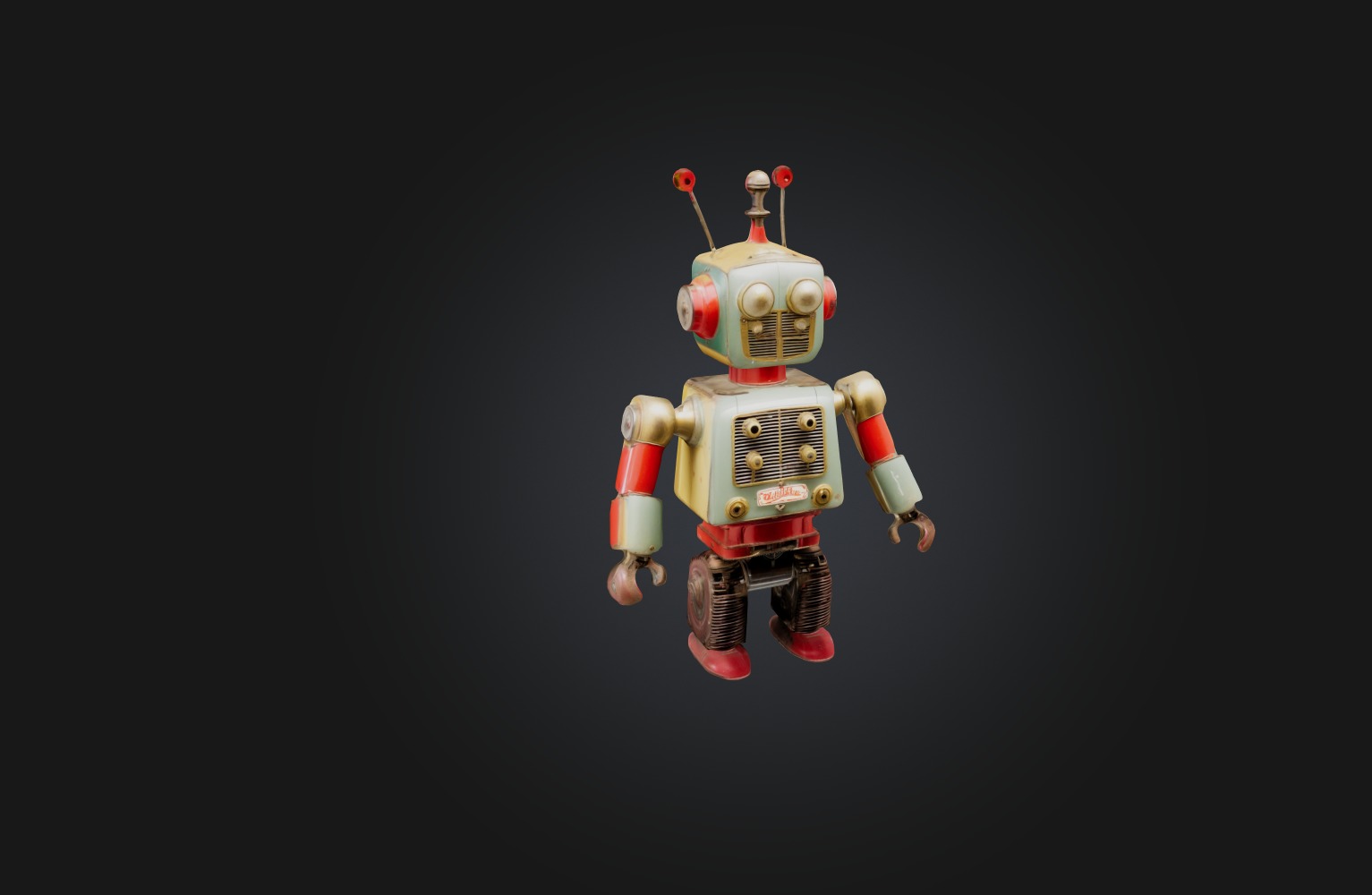 Vintage Mechanical Toy Low-poly 3D model_3