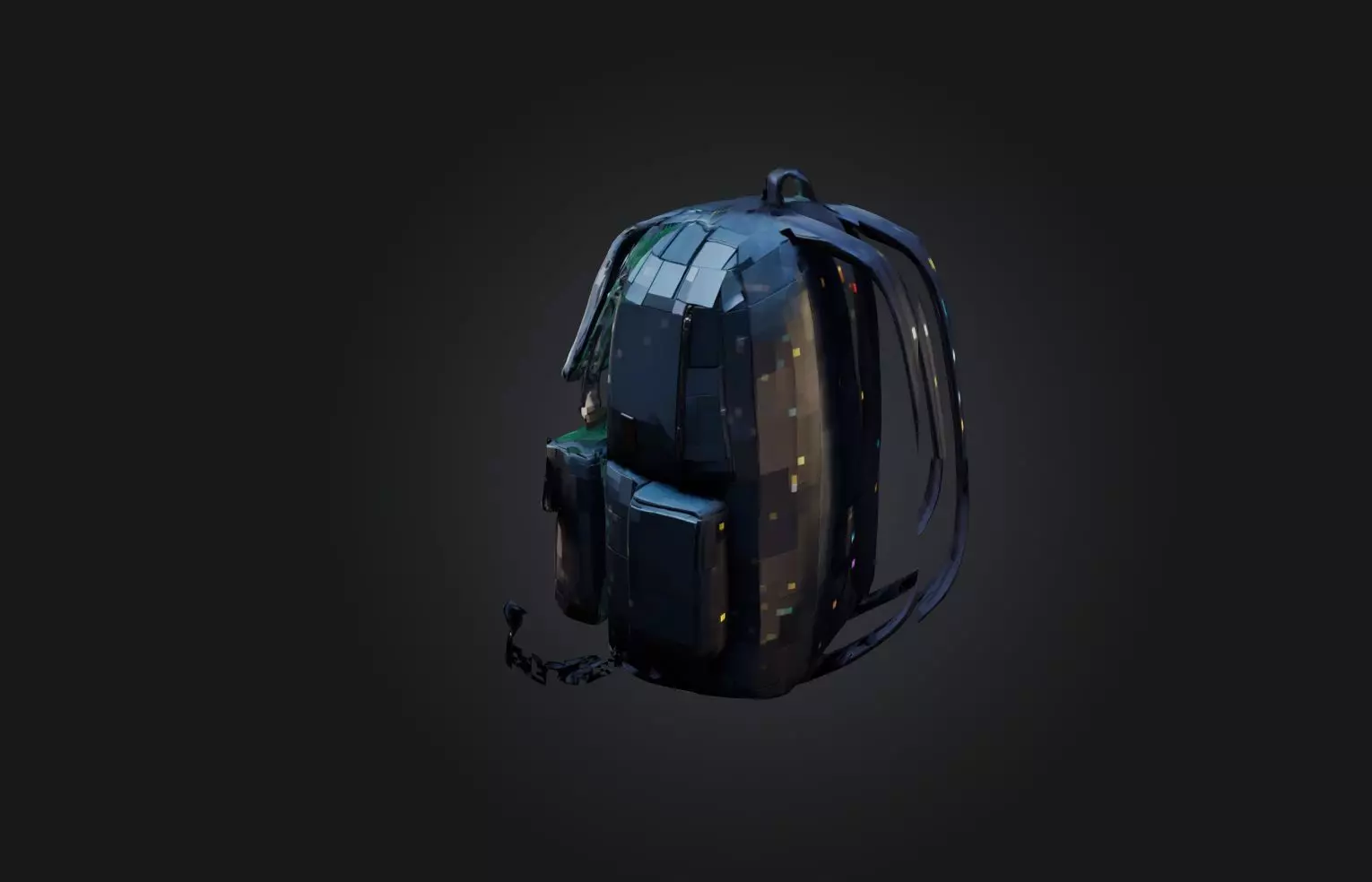 Voxel Backpack Low-poly 3D model_0
