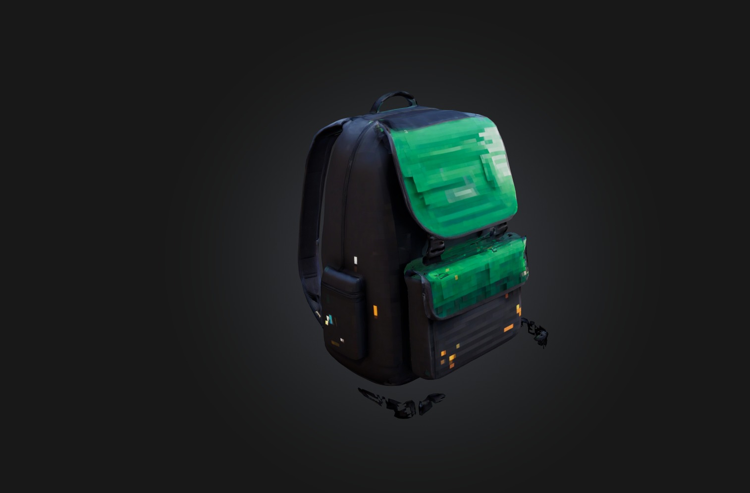 Voxel Backpack Low-poly 3D model_5