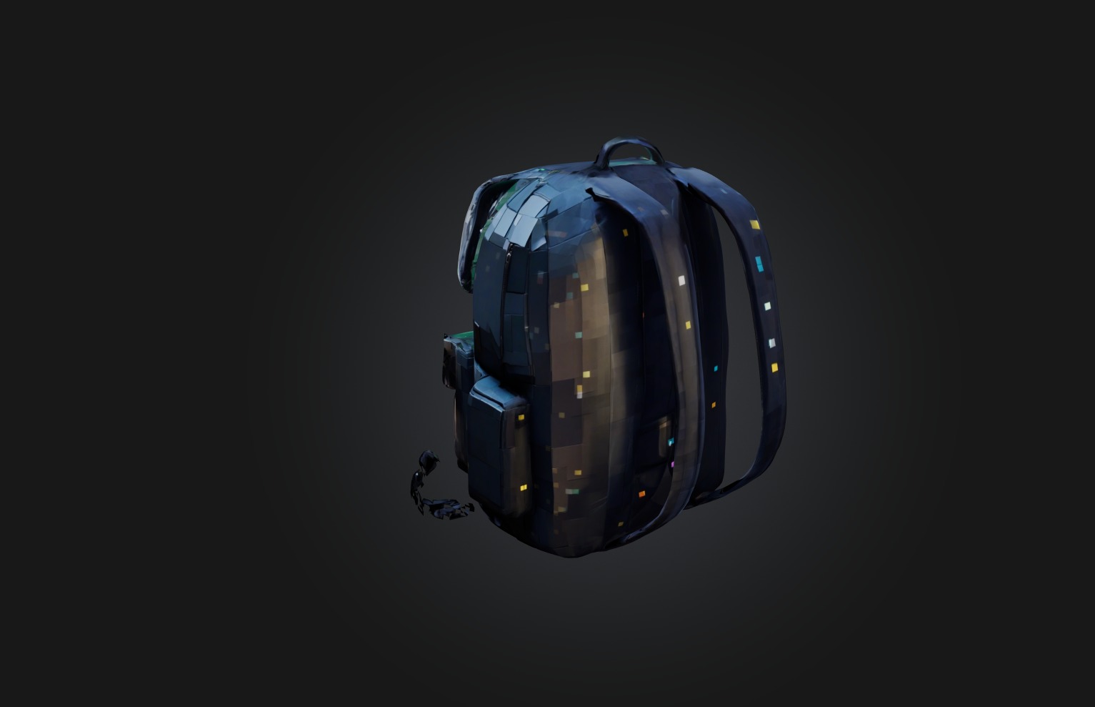 Voxel Backpack Low-poly 3D model_2