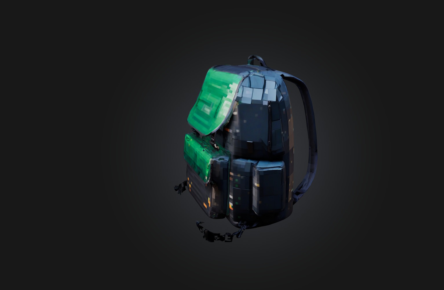 Voxel Backpack Low-poly 3D model_3