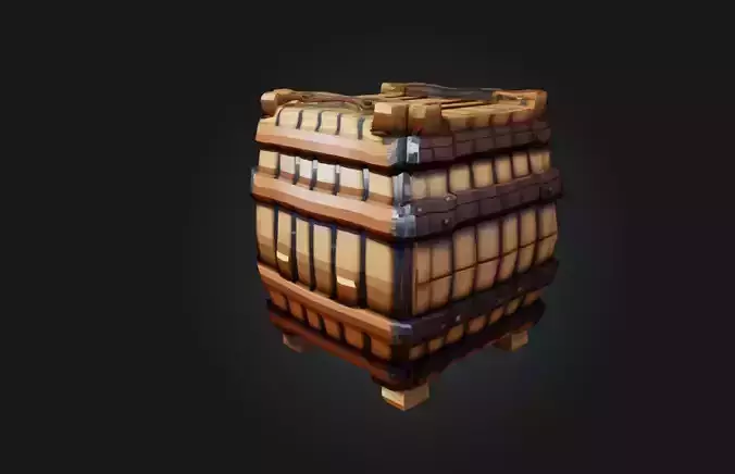 Voxel Barrel Low-poly 3D model