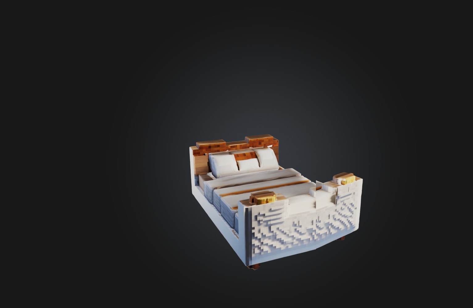 Voxel Bed Low-poly 3D model_3