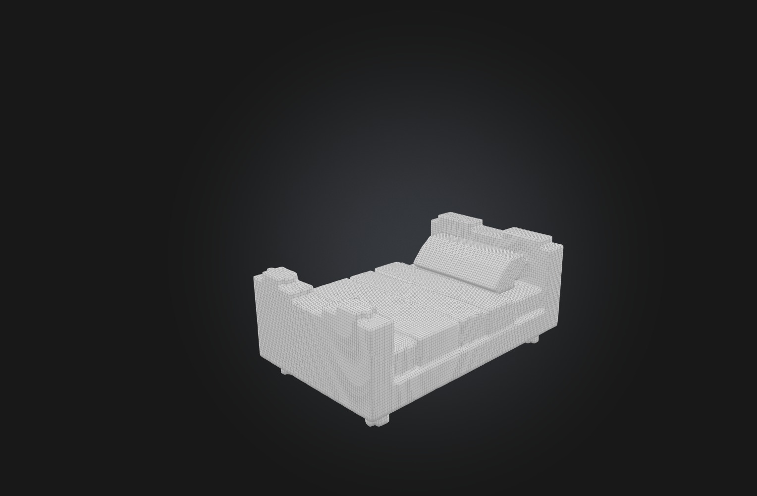 Voxel Bed Low-poly 3D model_1