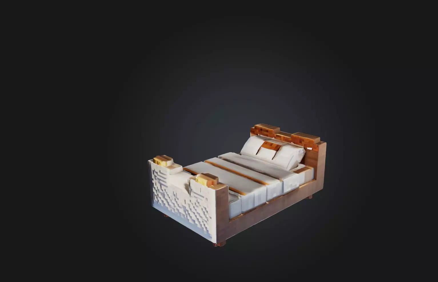 Voxel Bed Low-poly 3D model_0