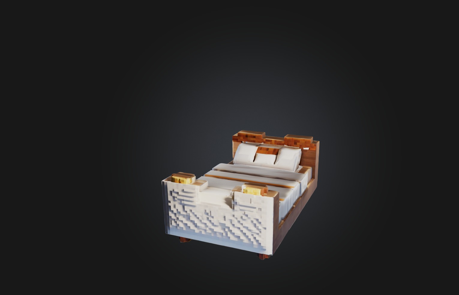 Voxel Bed Low-poly 3D model_2