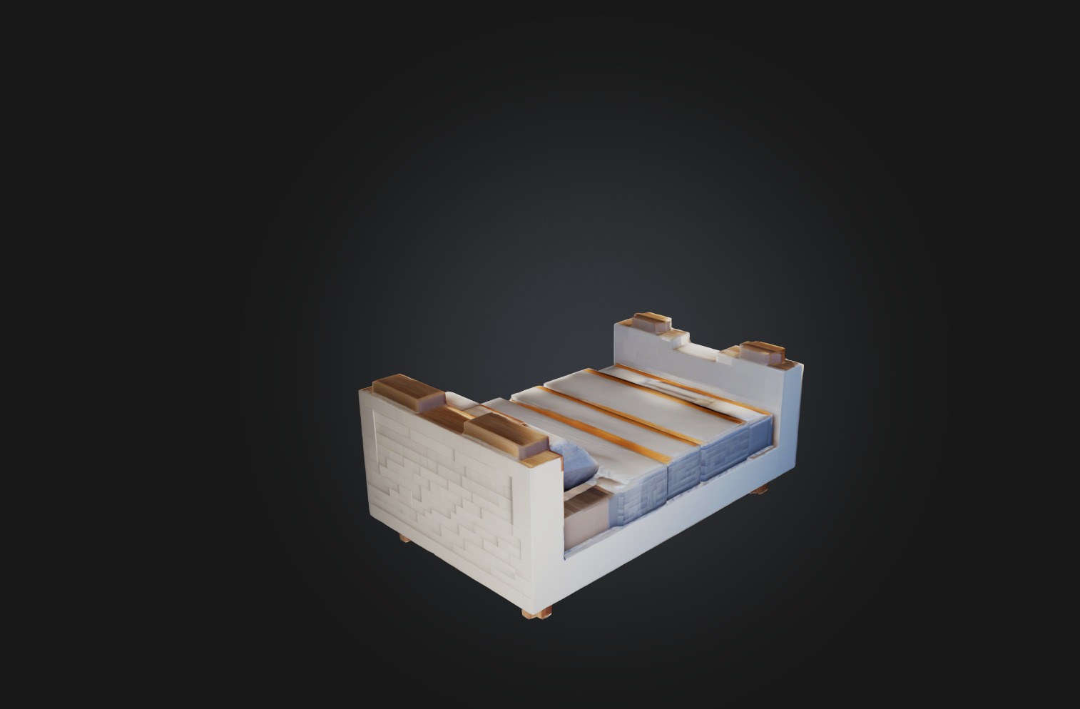 Voxel Bed Low-poly 3D model_5