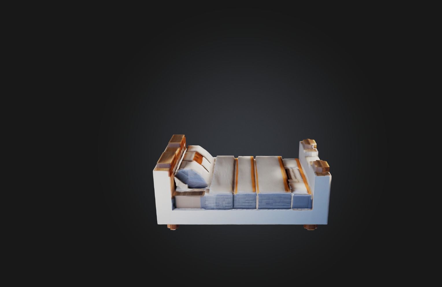 Voxel Bed Low-poly 3D model_4