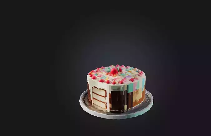 Voxel Cake Low-poly 3D model