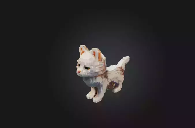 Voxel Cat Low-poly 3D model