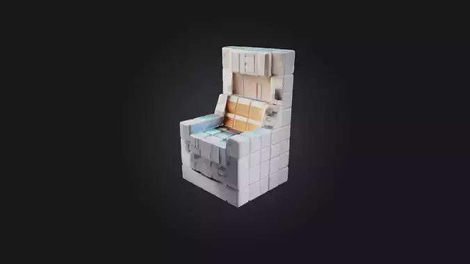 Voxel Chair Low-poly 3D model