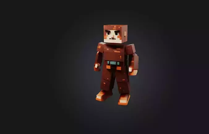 Voxel character Low-poly 3D model