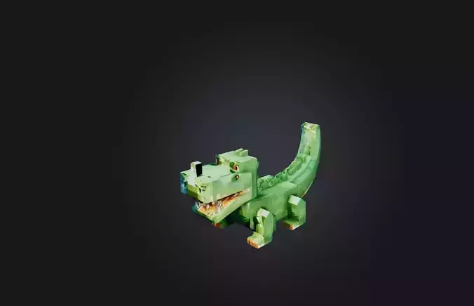 Voxel Crocodile Low-poly 3D model