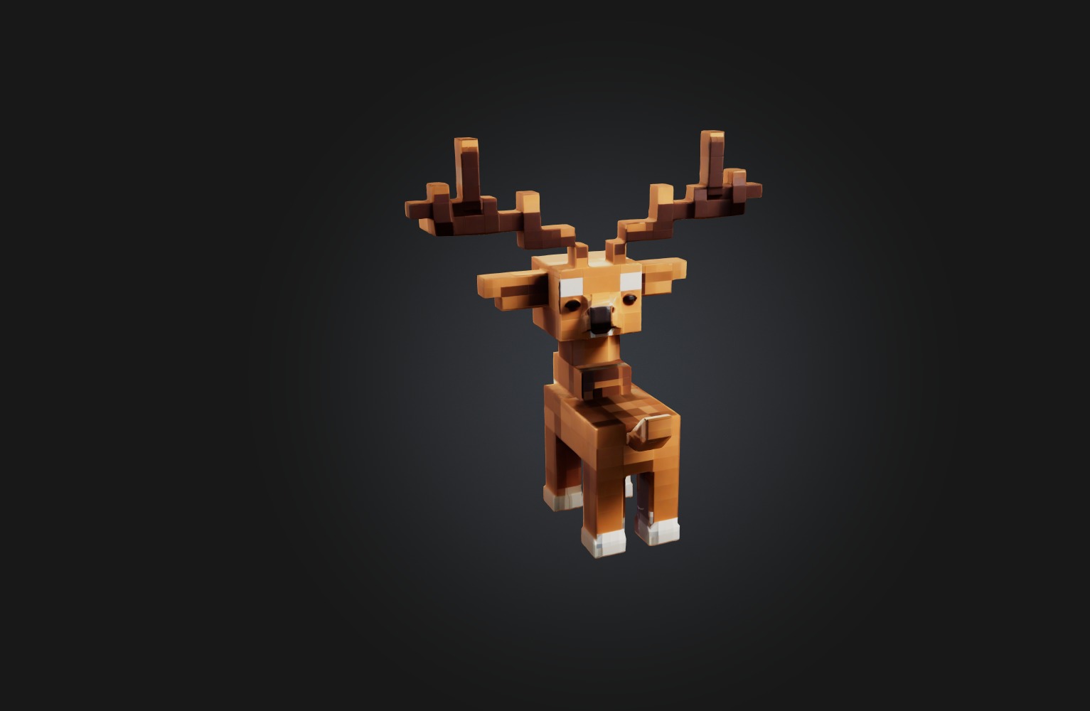 Voxel Deer Low-poly 3D model_3
