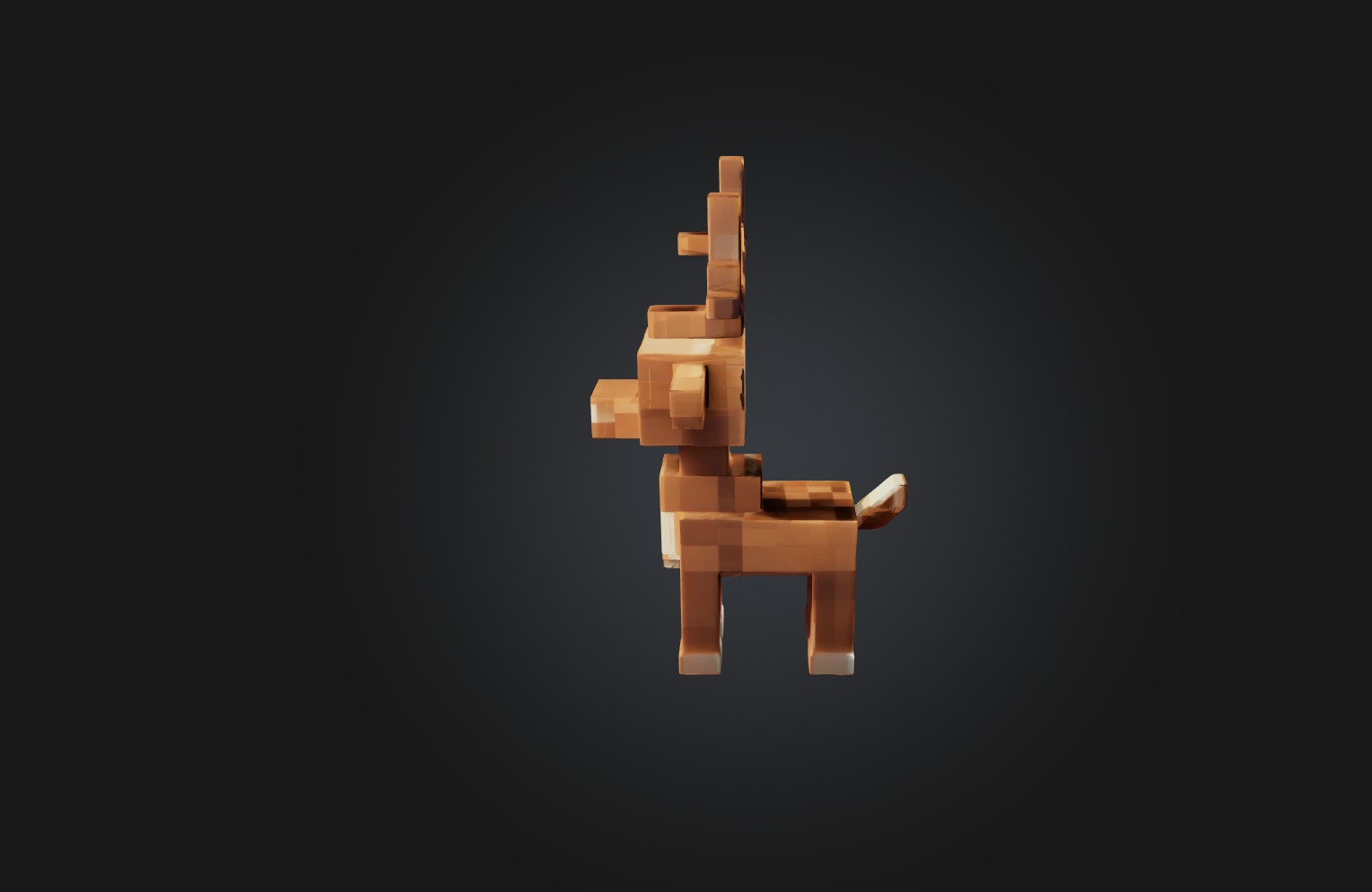 Voxel Deer Low-poly 3D model_4