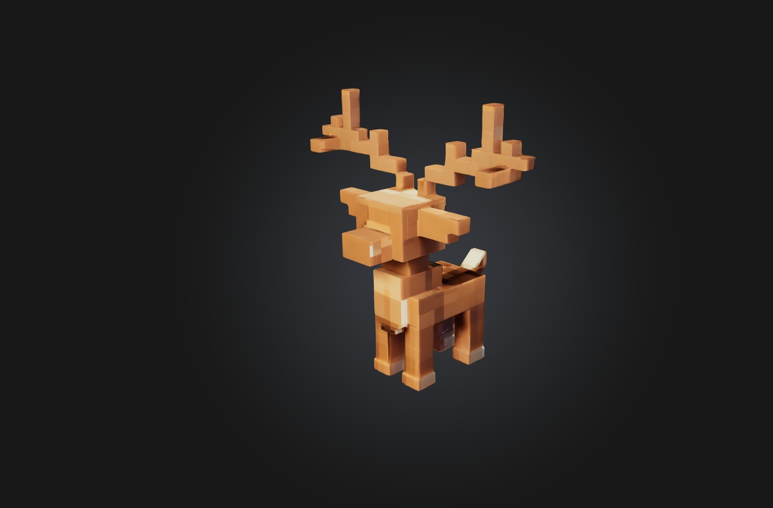 Voxel Deer Low-poly 3D model_5