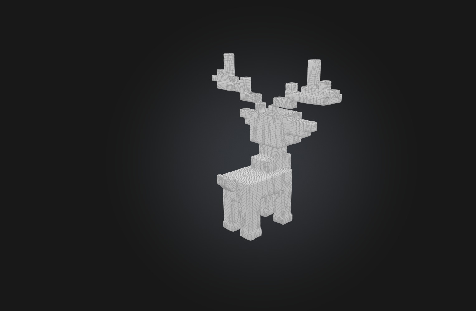Voxel Deer Low-poly 3D model_1