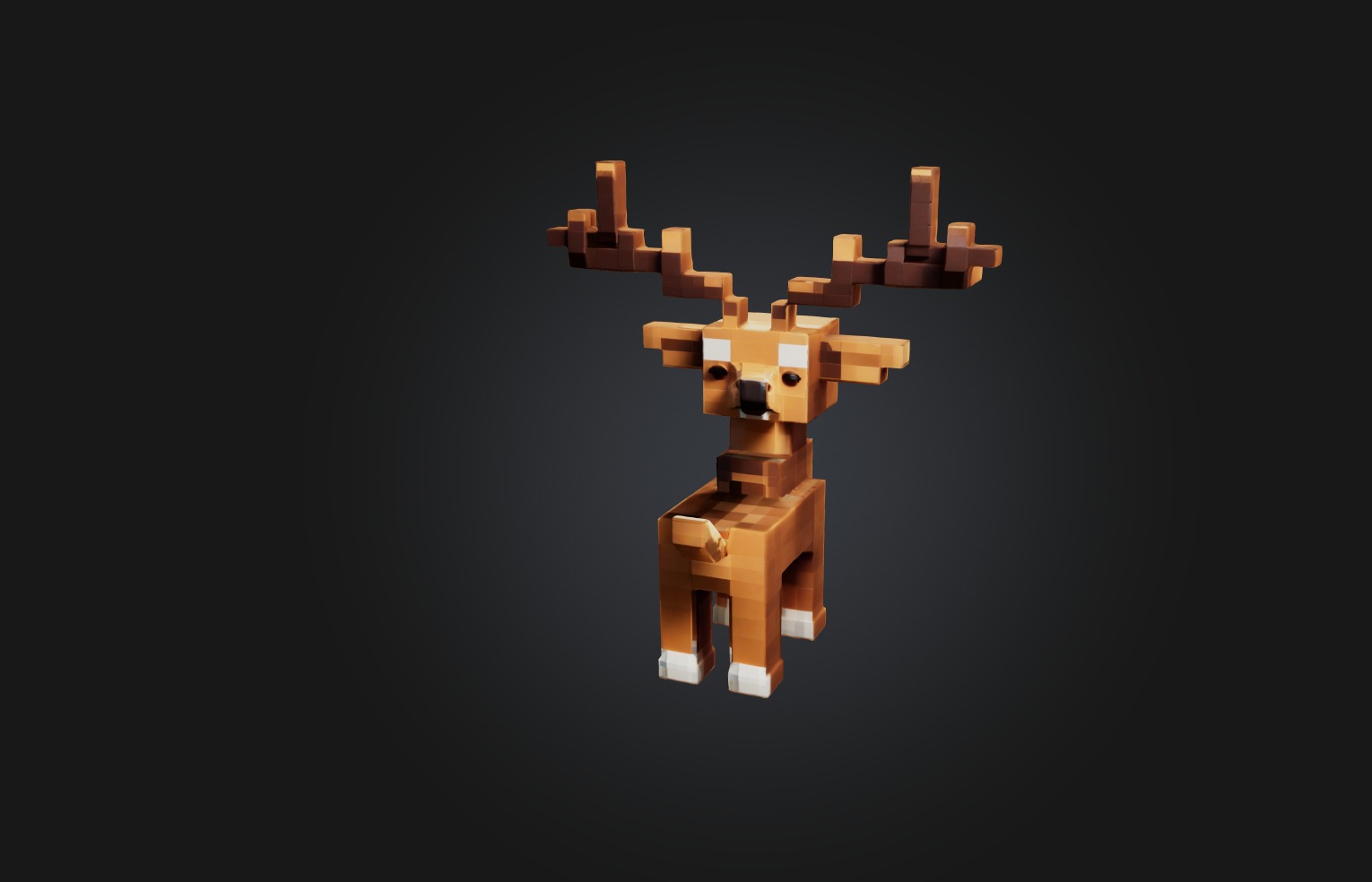 Voxel Deer Low-poly 3D model_2
