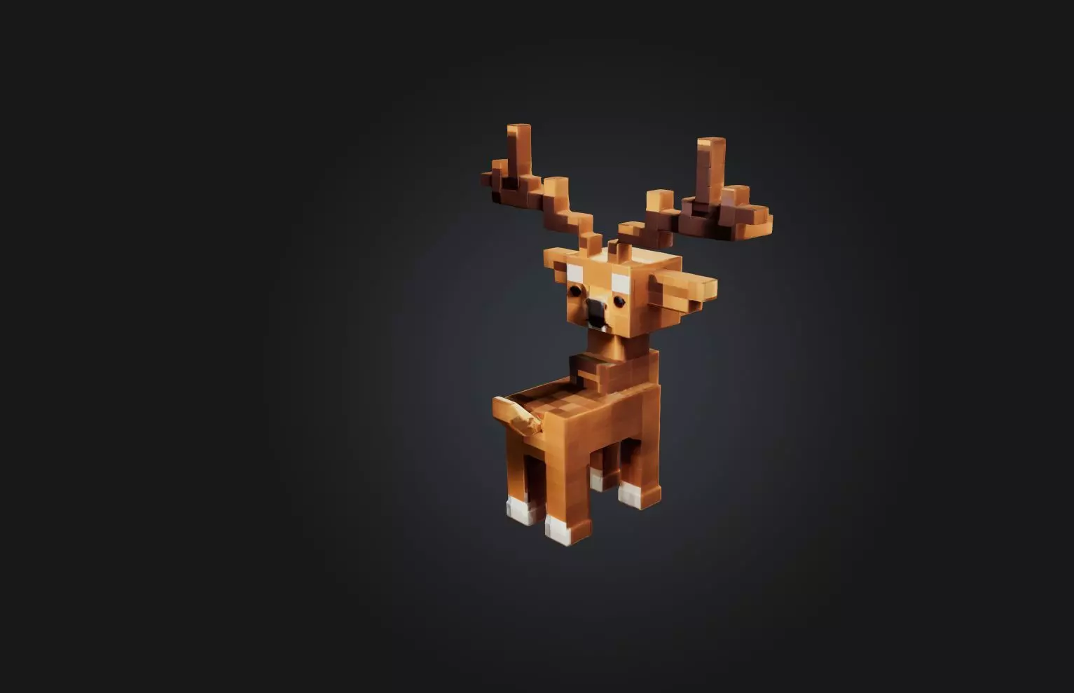 Voxel Deer Low-poly 3D model_0
