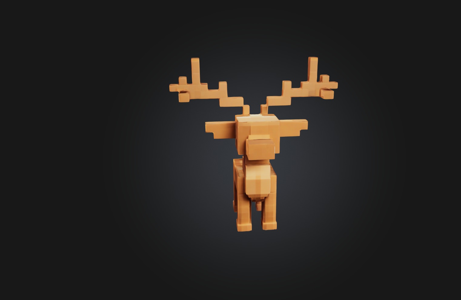 Voxel Deer Low-poly 3D model_6