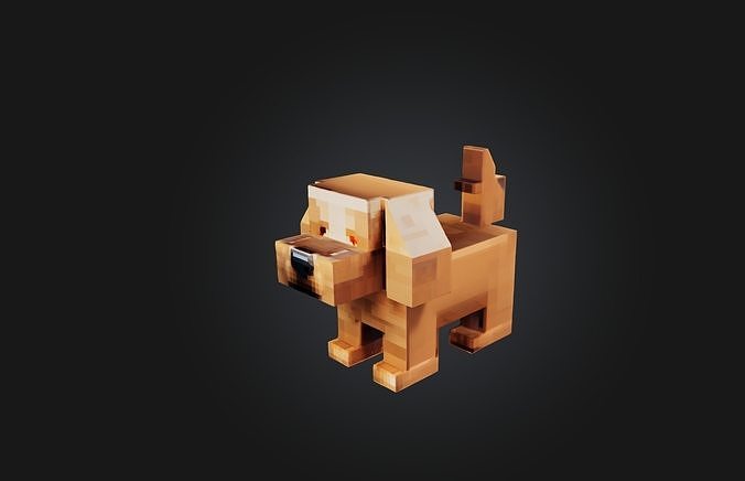 Voxel Dog Low-poly 3D model