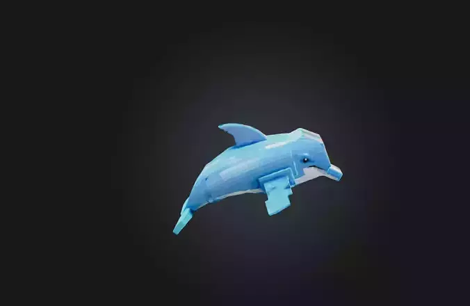 Voxel Dolphin Low-poly 3D model