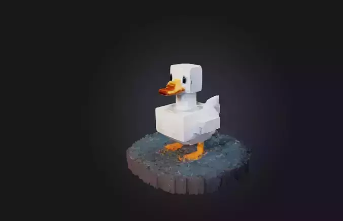 Voxel Duck Low-poly 3D model