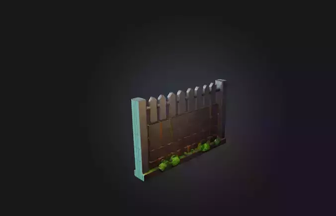 Voxel Fence Low-poly 3D model