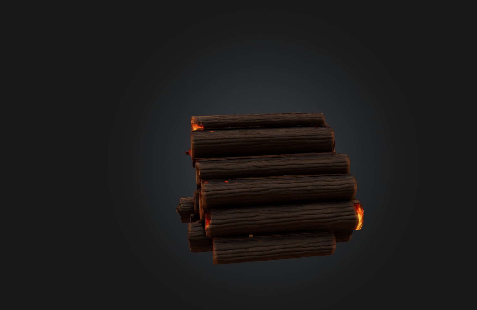 Voxel Firewood Low-poly 3D model_6