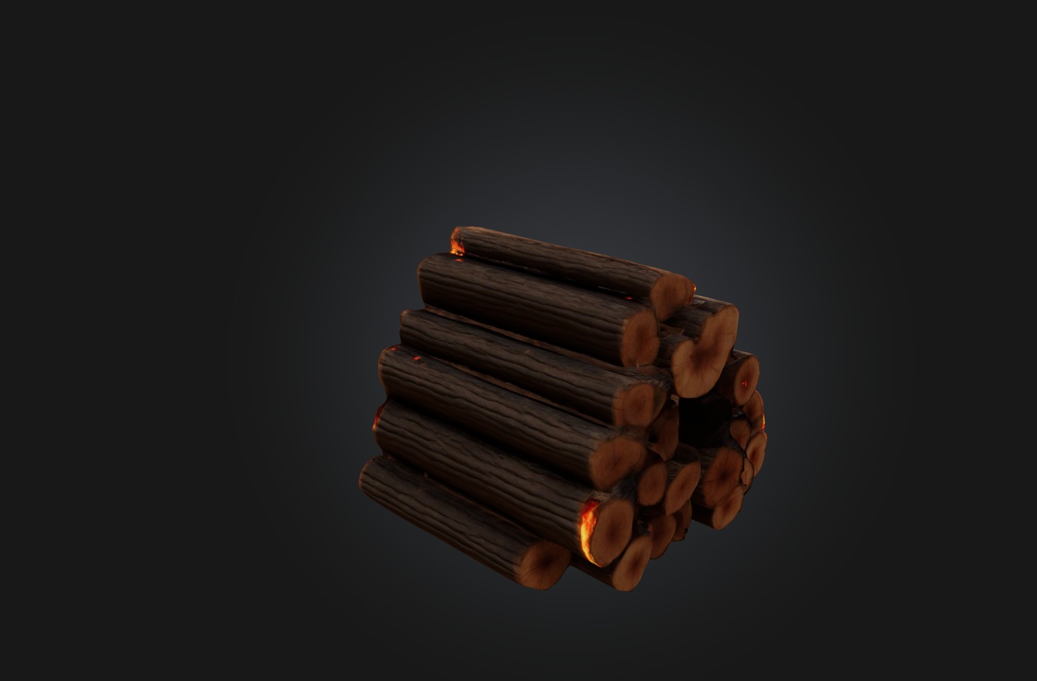 Voxel Firewood Low-poly 3D model_5