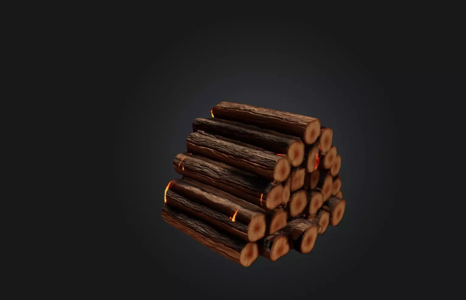 Voxel Firewood Low-poly 3D model_0