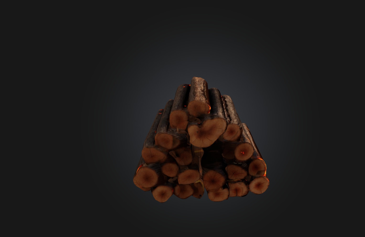 Voxel Firewood Low-poly 3D model_4