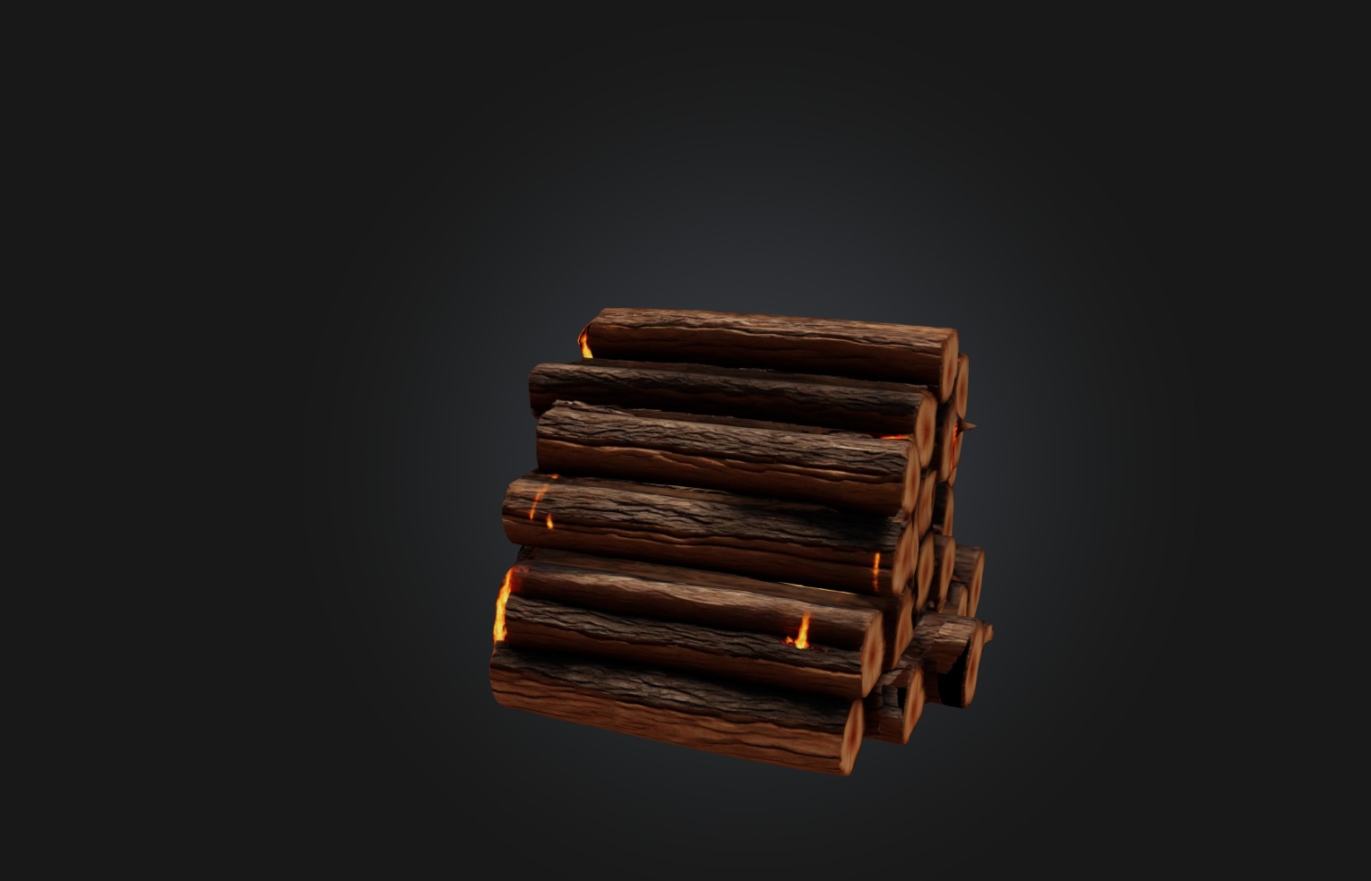 Voxel Firewood Low-poly 3D model_2