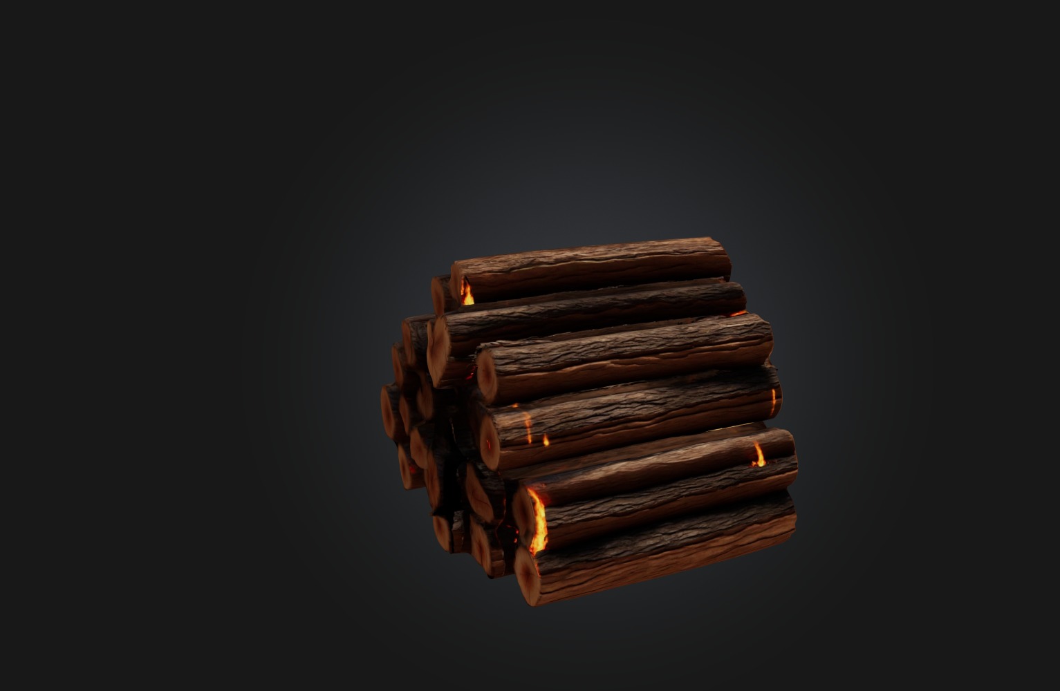 Voxel Firewood Low-poly 3D model_3