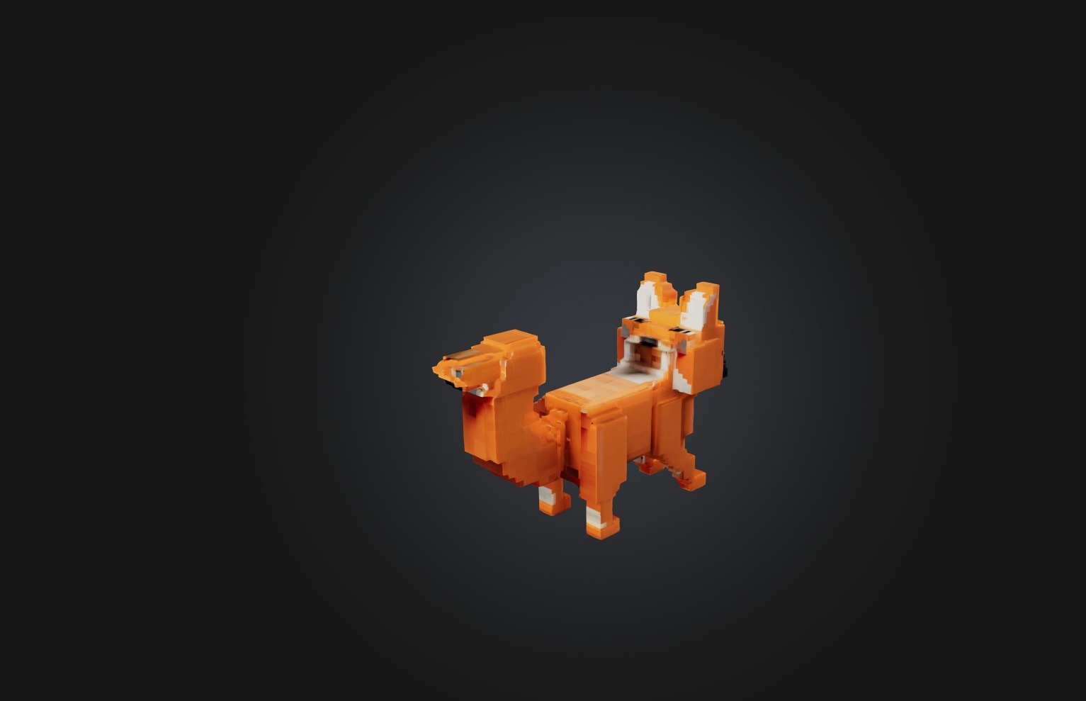 Voxel Fox Low-poly 3D model_2
