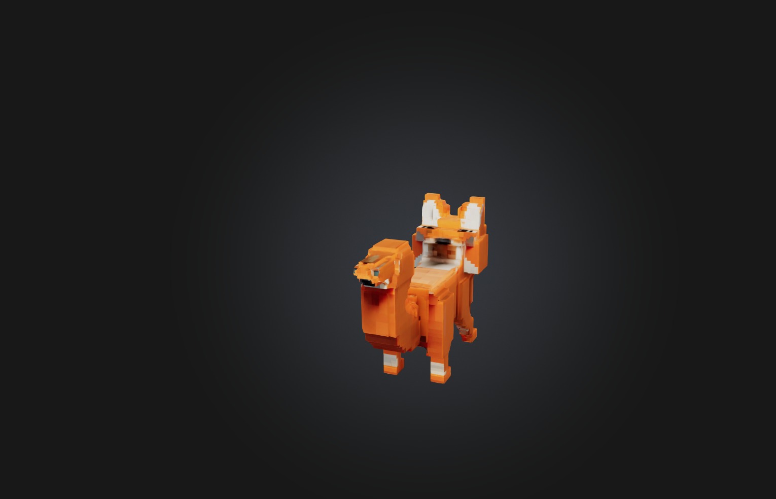 Voxel Fox Low-poly 3D model_3