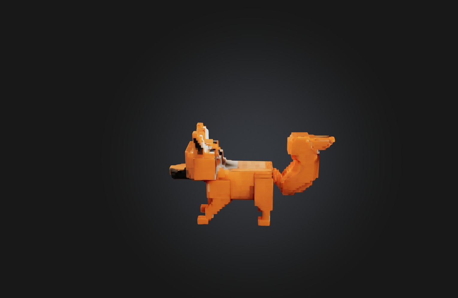 Voxel Fox Low-poly 3D model_5