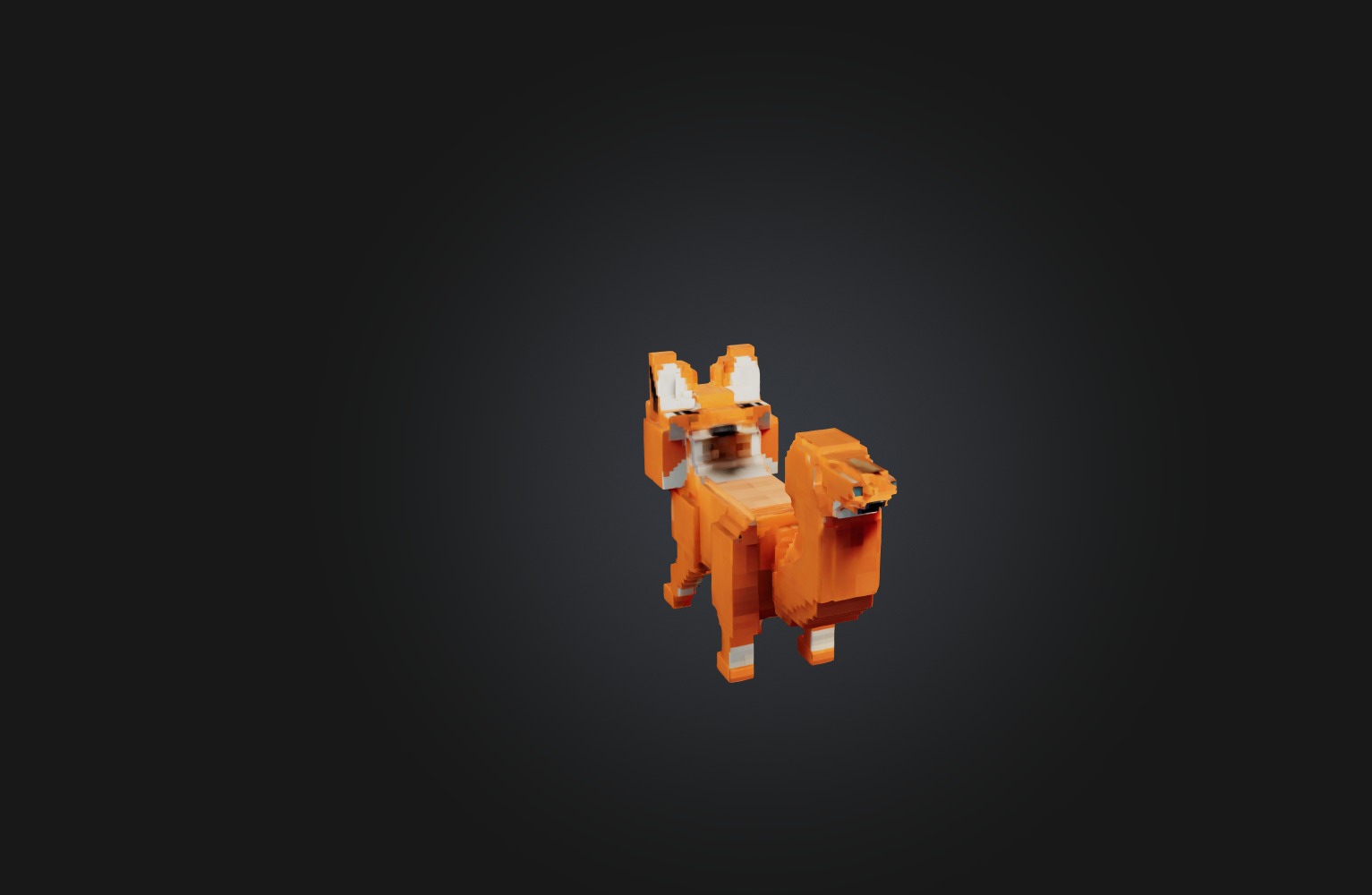 Voxel Fox Low-poly 3D model_4