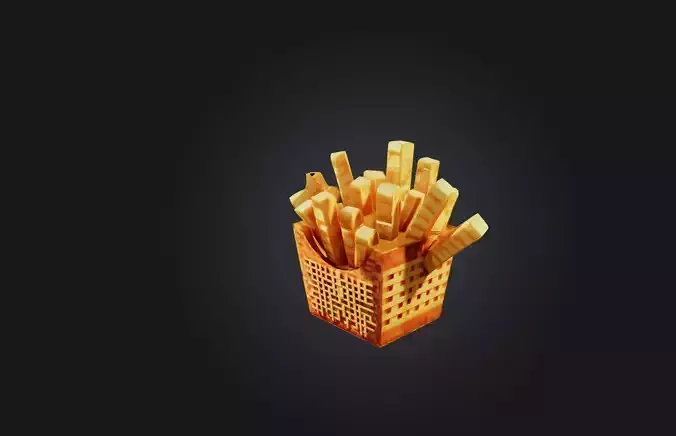 Voxel Fries Low-poly 3D model