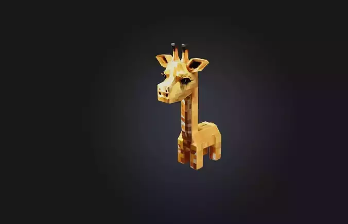 Voxel Giraffe Low-poly 3D model