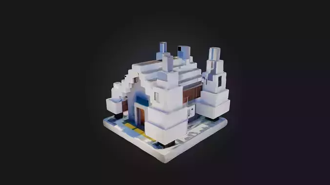 Voxel House Low-poly 3D model