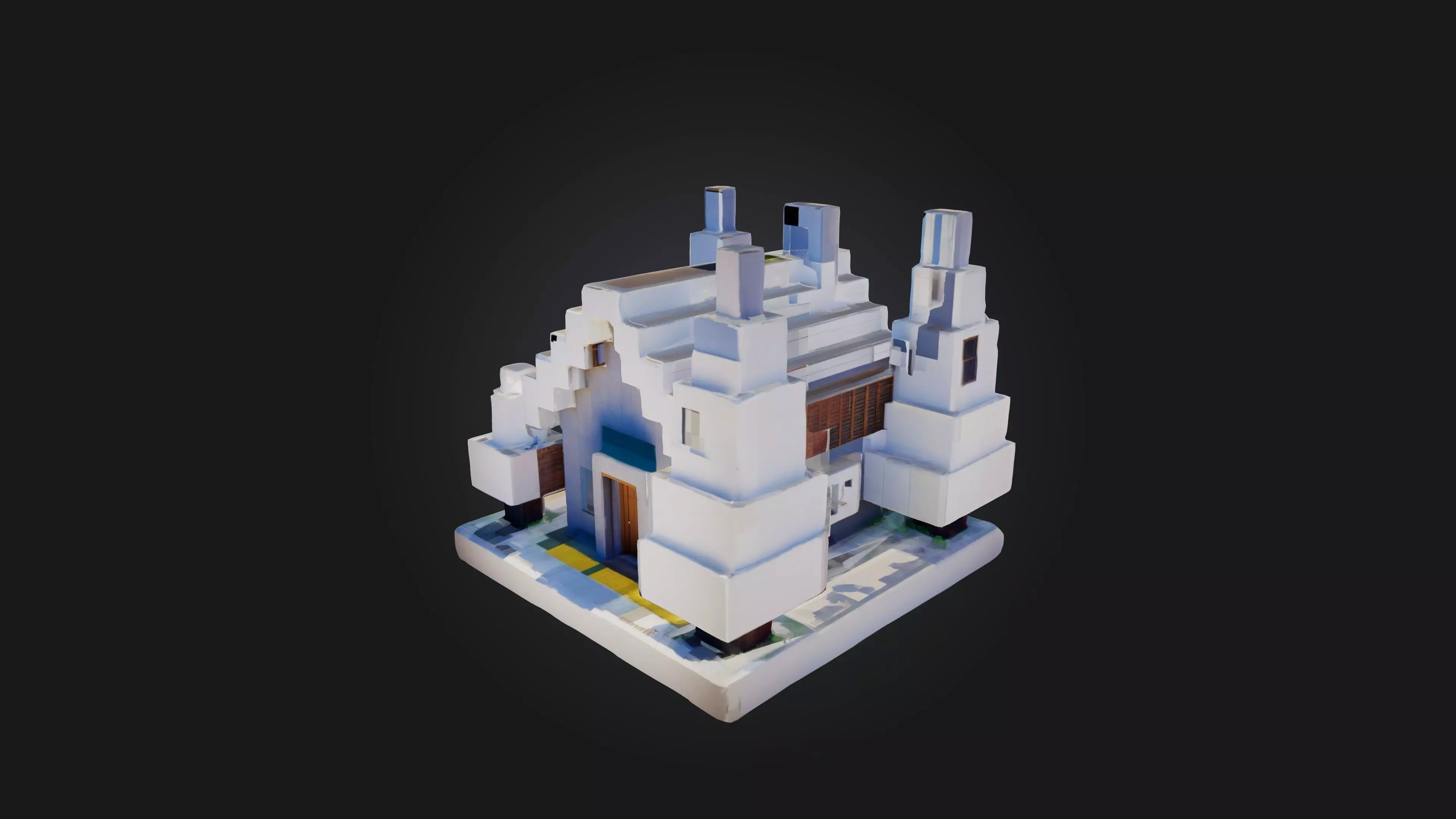 Voxel House Low-poly 3D model_0