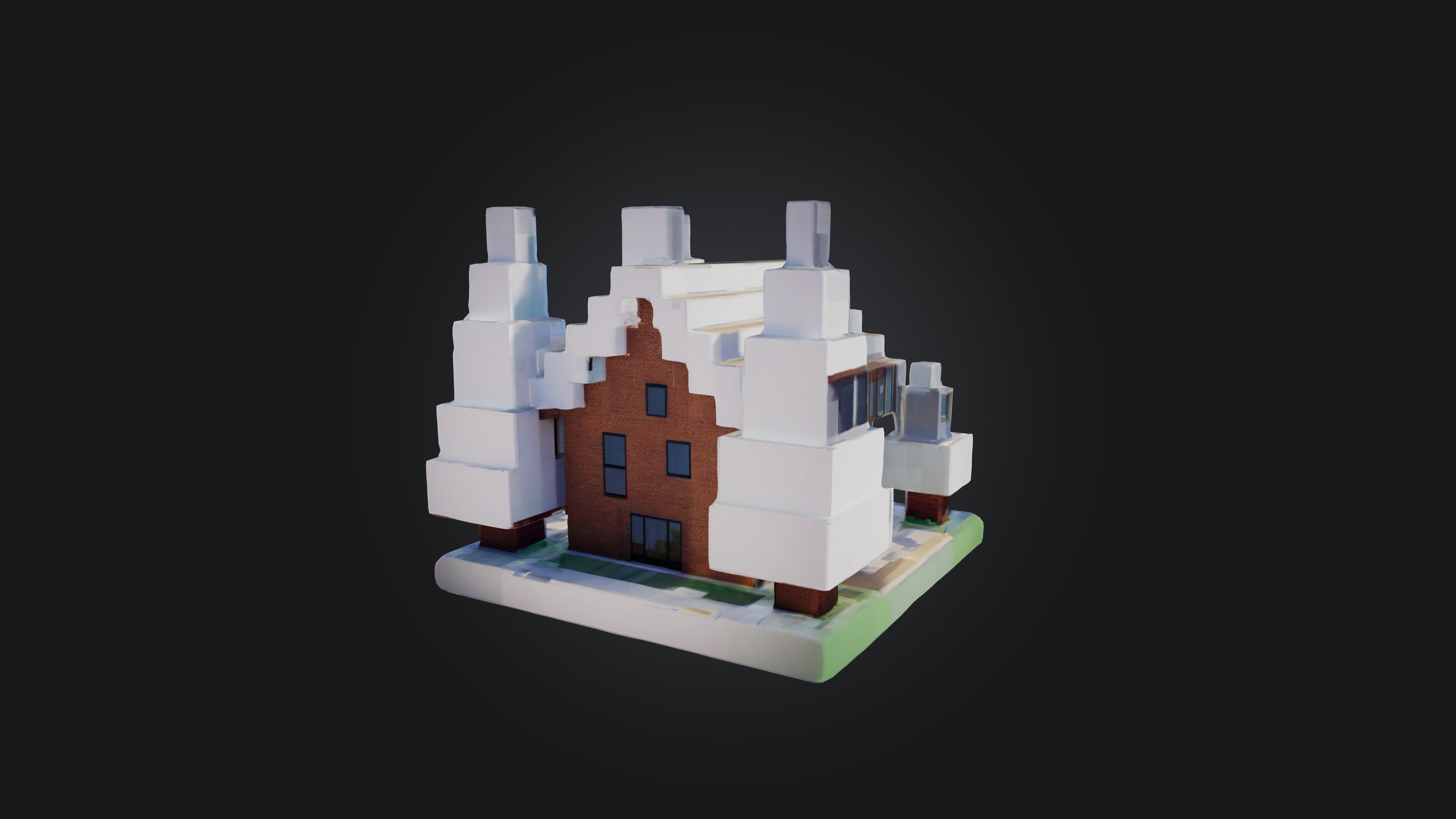 Voxel House Low-poly 3D model_4