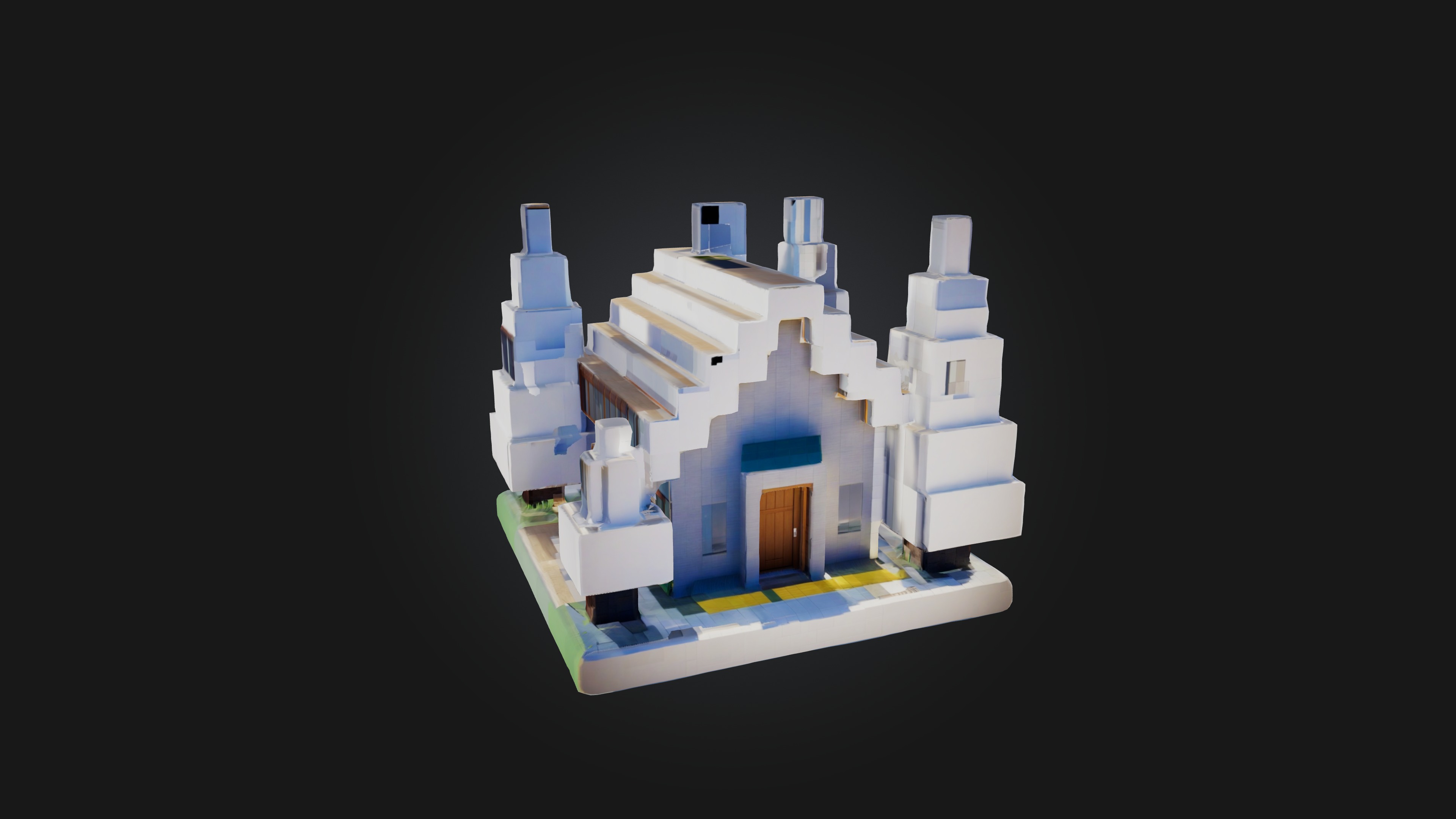 Voxel House Low-poly 3D model_2