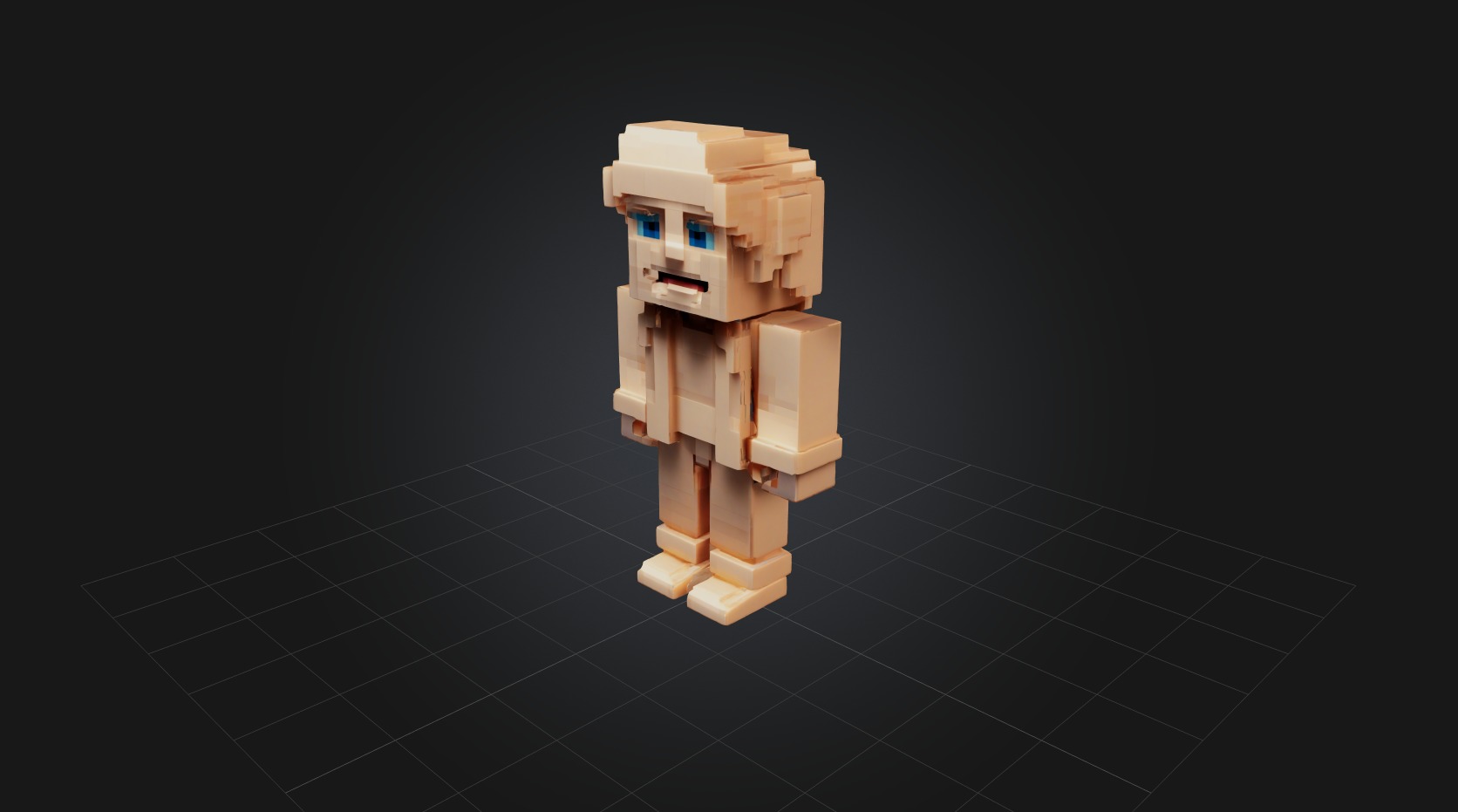 Voxel human Low-poly 3D model_1