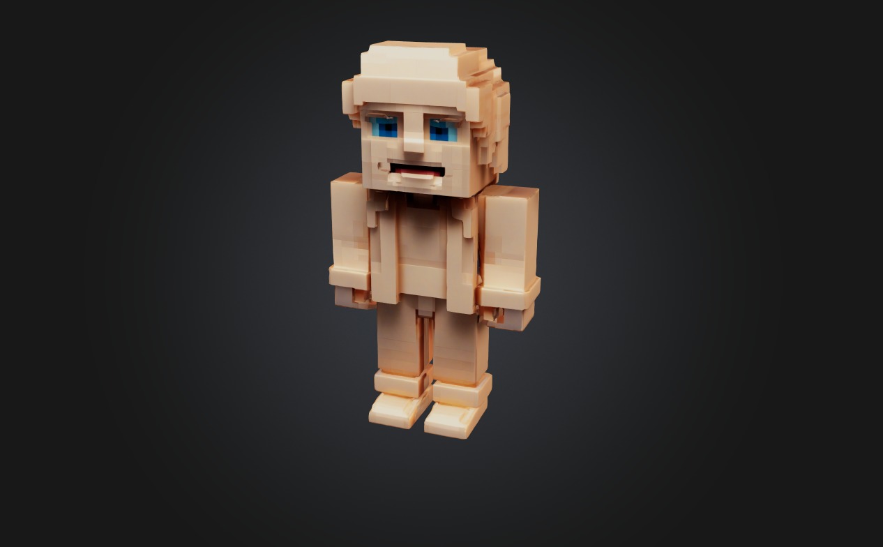Voxel human Low-poly 3D model_3