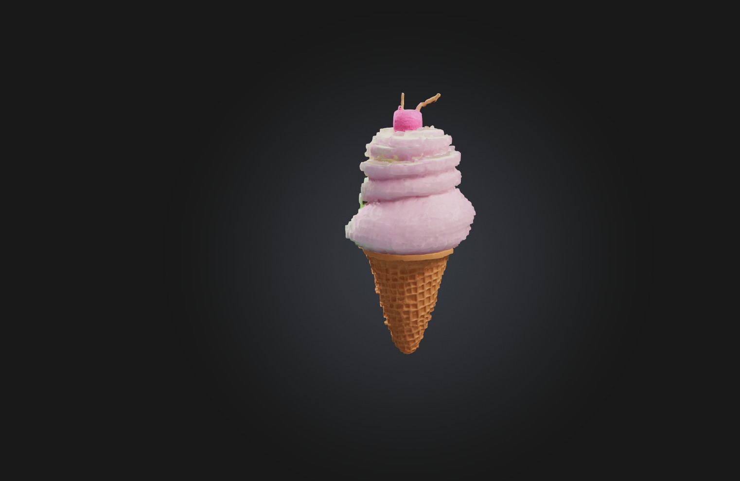 Voxel Ice Cream Cone Low-poly 3D model_6