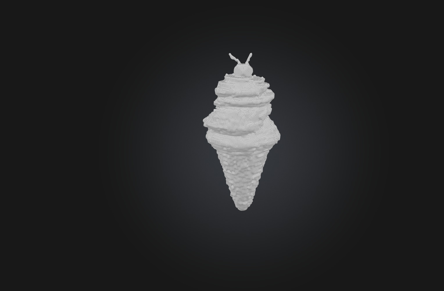Voxel Ice Cream Cone Low-poly 3D model_1