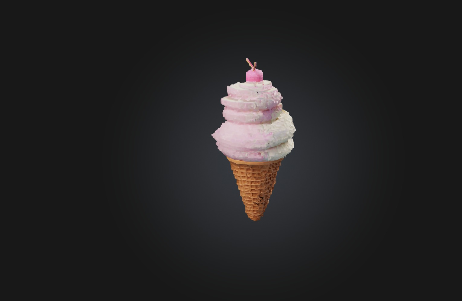 Voxel Ice Cream Cone Low-poly 3D model_4