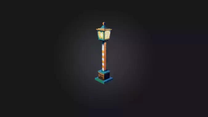 Voxel Lamp Post Low-poly 3D model